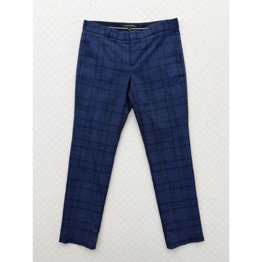 Banana Republic Ryan Plaid Pants Blue Black Red Slim Ankle Trousers Womens 6